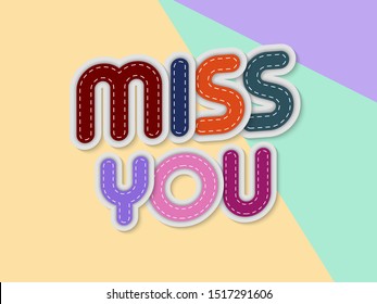 Miss You Letters Banner Border Stitches Stock Vector (Royalty Free ...