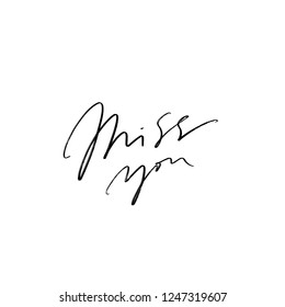 MISS YOU. LOVE LETTERING WORDS. GREETING HAND LETTERING