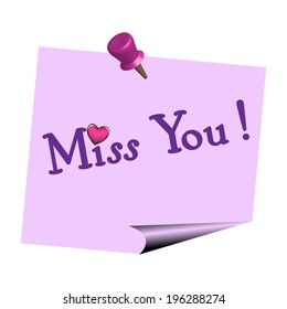 Miss you note isolated on a white background