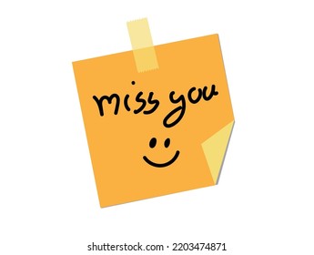 miss you on a note paper