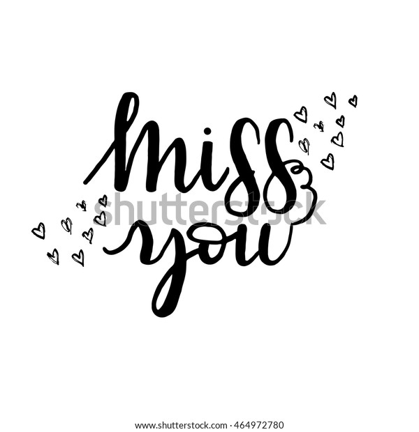 Miss You Poster Card Modern Calligraphy Stock Vector (Royalty Free ...