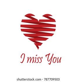 i miss you in red color on white background