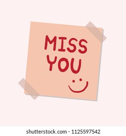 Miss you sticky note illustration
