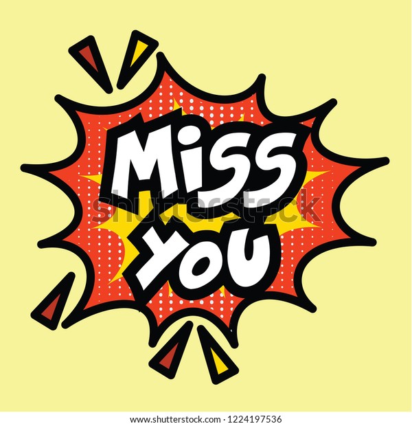 Miss You Text Comic Book Vector Stock Vector (Royalty Free) 1224197536