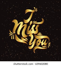 I Miss You Text Gold Vector