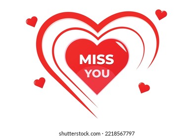 Miss you text on red love vector