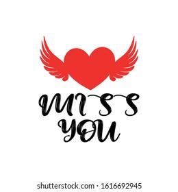 Miss you t-shirt design suitable for fabric print / print on any color t shirts. also color can be edit with editable files. vector Illustration design.