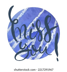 Miss You. Vector ink lettering art. Hand drawn lettering phrase. Modern brush calligraphy card. Illustration isolated on white background