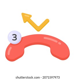 Missed call in flat style icon, editable vector 