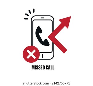 Missed Call Flat Vector Illustration Isolated Stock Vector (Royalty ...