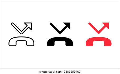 missed call icon set for web and mobile vector illustration on white background