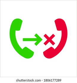 missed call icon for web and mobile on white background