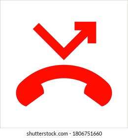 missed call icon for web and mobile on white background