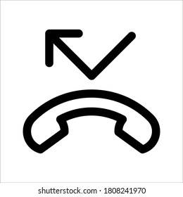 missed call icon for web and mobile on white background