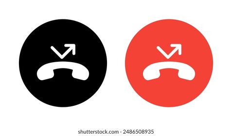 Missed call phone icon on circle background. Miss call sign symbol