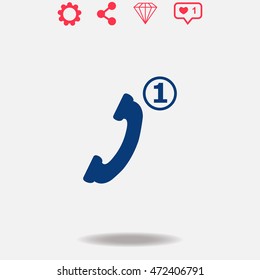 Missed Call vector icon on grey background.