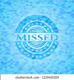 Missed light blue emblem with triangle mosaic background