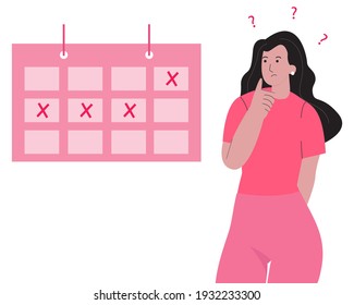 Missed period concept illustration. Woman monthly period.