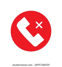 Missed Phone Call Icon, Vektorgrafik flach schwarz Illustration für Web und App auf weißem Hintergrund..eps