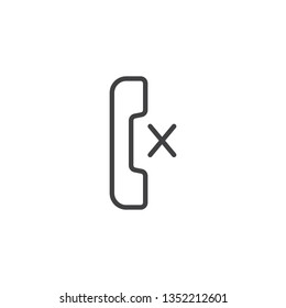 Missed phone call line icon. linear style sign for mobile concept and web design. Handset telephone and cross outline vector icon. Symbol, logo illustration. Pixel perfect vector graphics