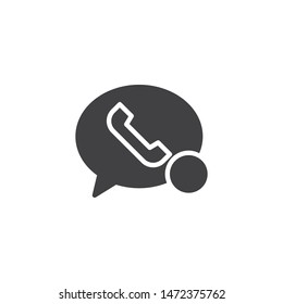 Missed phone call notification vector icon. filled flat sign for mobile concept and web design. Speech bubble, telephone receiver notice glyph icon. Symbol, logo illustration. Vector graphics