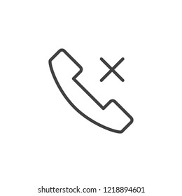 Missed phone call outline icon. linear style sign for mobile concept and web design. Telephone handset and X sign simple line vector icon. Symbol, logo illustration. Pixel perfect vector graphics