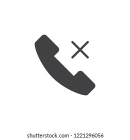 Missed phone call vector icon. filled flat sign for mobile concept and web design. Telephone handset and X sign simple solid icon. Symbol, logo illustration. Pixel perfect vector graphics