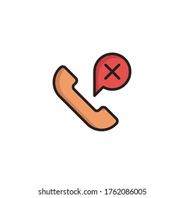 Missed phone call vector icon symbol isolated on white background