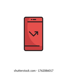 Símbolo vectorial de llamada telefónica perdida aislado en fondo blanco