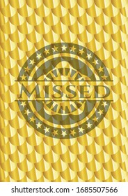 Missed shiny golden badge. Scales pattern. Vector Illustration. Detailed.