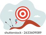 Missed target, failure or obstacle, difficulty in work that hard to achieve target or set too high or unrealistic goal.character for design.