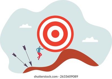 Missed target, failure or obstacle, difficulty in work that hard to achieve target or set too high or unrealistic goal.character for design.