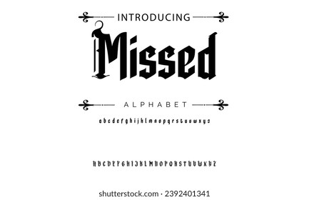 Missed Vintage tattoo font. Font for the tattoo studio logos, alcohol branding, and many others in retro style.