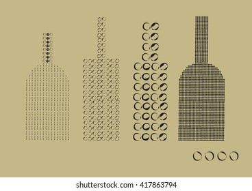 Misshapen stylized bottles on a crafting background
