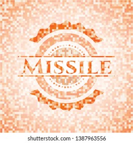 Missile abstract orange mosaic emblem with background