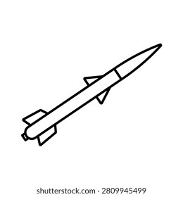 Missile for air defense system, surface to air interceptor rocket, military defense icon isolated on white background