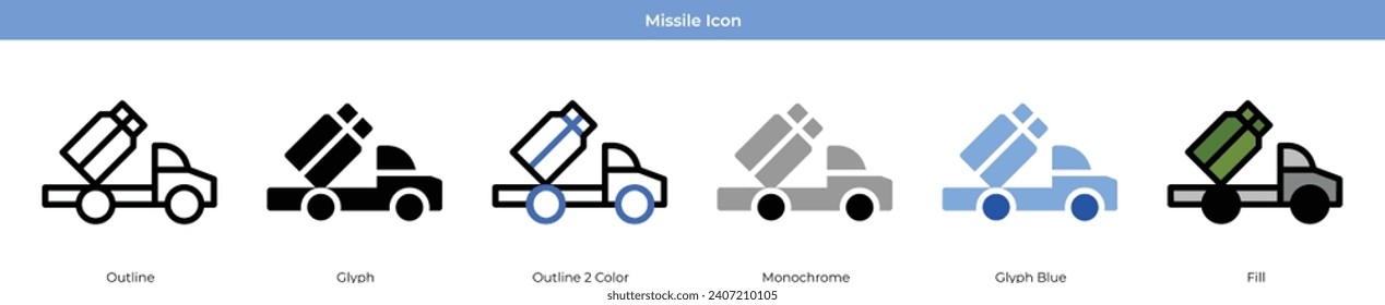 Missile Army Icon Set Vector