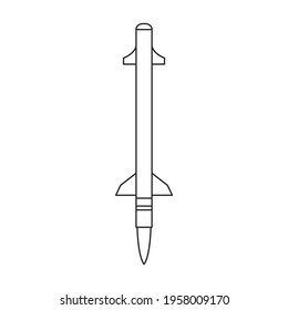 Missile ballistic vector outline icon. Vector illustration rocket military on white background. Isolated outline illustration icon of missile ballistic.