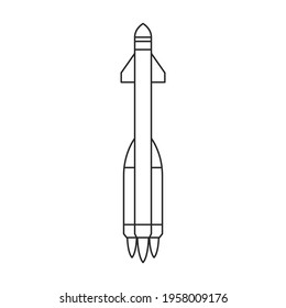 Missile ballistic vector outline icon. Vector illustration rocket military on white background. Isolated outline illustration icon of missile ballistic.