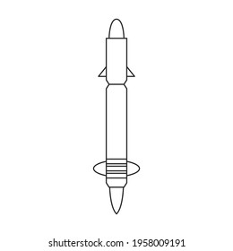Missile ballistic vector outline icon. Vector illustration rocket military on white background. Isolated outline illustration icon of missile ballistic.