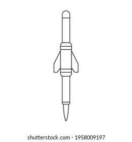 Missile ballistic vector outline icon. Vector illustration rocket military on white background. Isolated outline illustration icon of missile ballistic.