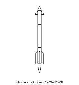 Missile ballistische Vektorgrafik Symbol. Vektorgrafik-Raketentruppen auf weißem Hintergrund. Einziger Umriss-Illustrationssymbol für Flugkörper-ballistisch.