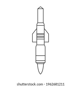 Icono de contorno del vector balístico de misiles. Ilustración vectorial cohetes militares sobre fondo blanco. Icono de ilustración aislada de un misil balístico.
