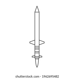 Missile ballistic vector outline icon. Vector illustration rocket military on white background. Isolated outline illustration icon of missile ballistic.