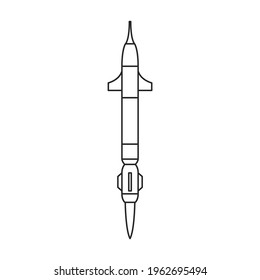 Missile ballistic vector outline icon. Vector illustration rocket military on white background. Isolated outline illustration icon of missile ballistic.