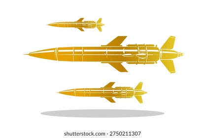 missile bomb enemy base with a white background and gold color for design or other purposes