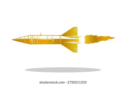 missile bomb enemy base with a white background and gold color for design or other purposes