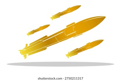 missile bomb enemy with a white background and gold color for design or other purposes