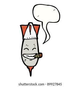 misil con personaje de caricatura de cigarro