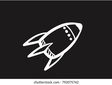 missile doodle flat black icon vector 